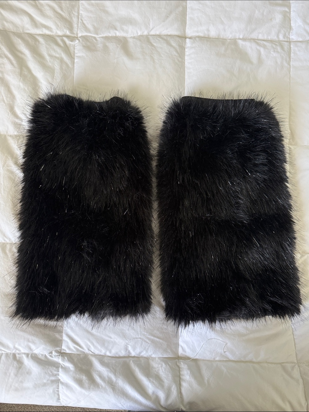 Black Furry Leg Warmers for Rave Festival Women